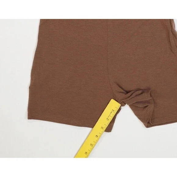 PRETTYLITTLETHING Romper Womens 8 Brown Halter Plunge Sleeveless Jersey Shorts - Picture 6 of 12